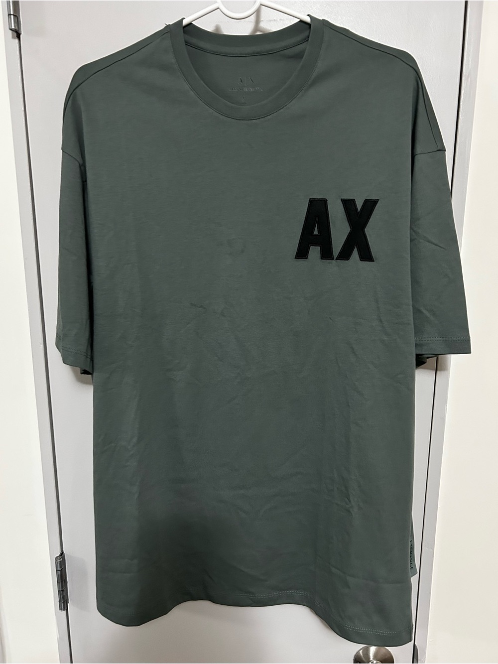 ARMANI EXCHANGE Mens Loose Fit AX Logo T-Shirt Small S Olive Green